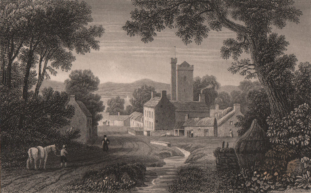 Llansteffan, Carmarthenshire, Wales, by Henry Gastineau 1835 old antique print